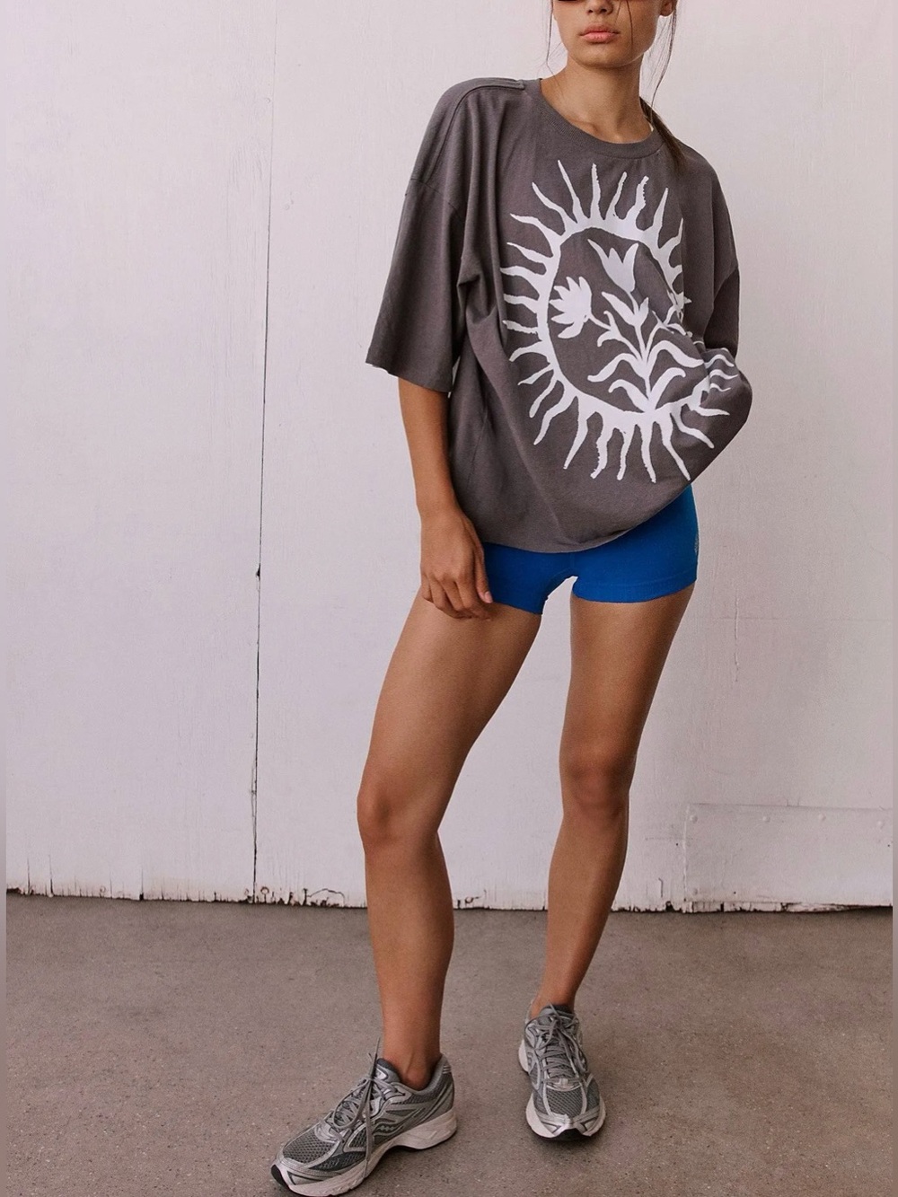 NWOT Free People FP Movement Tackle Graphic Tee - washed black grey combo - XL - Picture 5 of 10